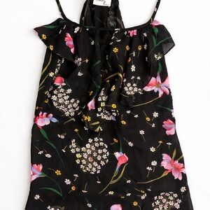 Milly of New York Black Silk Floral Camisole Top